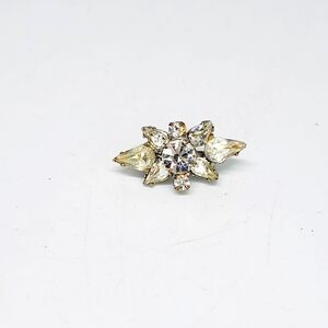 Vintage Crystal Ice Rhinestone Burst Dainty Brooch Pin Petite Silver Tone